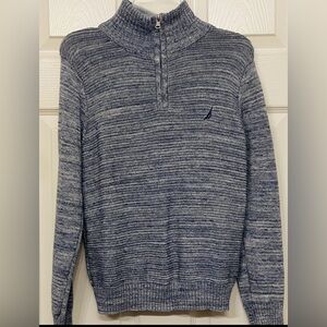 Nautica Boys 10/12 Heathered Gray Zip-Up Sweater